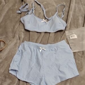 Blue Striped Women's Sleepwear Set